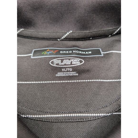 Greg Norman Play Dry Mens Golf Polo Shirt XL Black White Stripe Performance - Picture 2 of 6